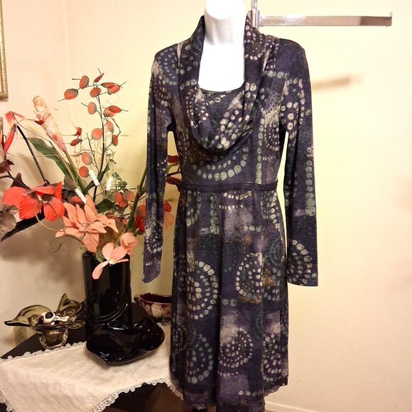 NWT I.AM.GIA Women’s Elegant Purple Printed Long Sleeve Midi Dress Size 38 - Picture 6 of 11